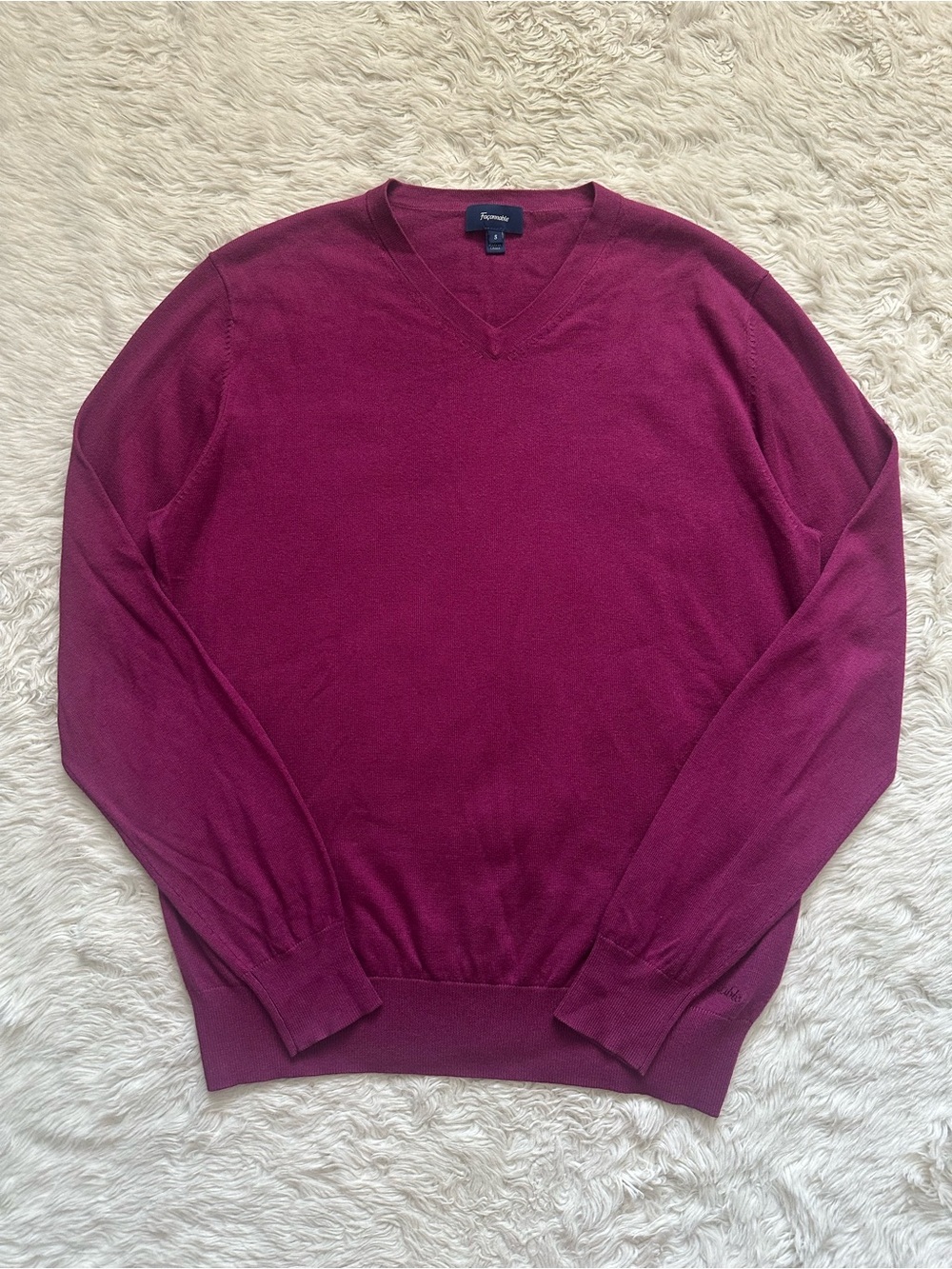 Faconnable Sweater Men’s V-neck Pullover Knit Silk Cotton Cashmere Blend Sz S